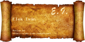 Elek Iván névjegykártya